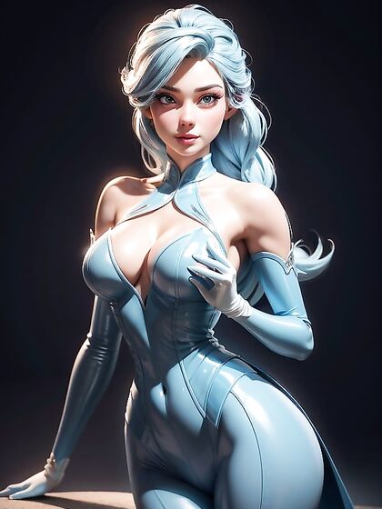 Elsa Wrapped in Light Blue Latex for Intense 3D Hentai Pleasure