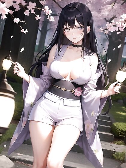 Hinata Hyuuga Tempts in Cleavage at Sakura Garden for Hot Hentai Pleasure