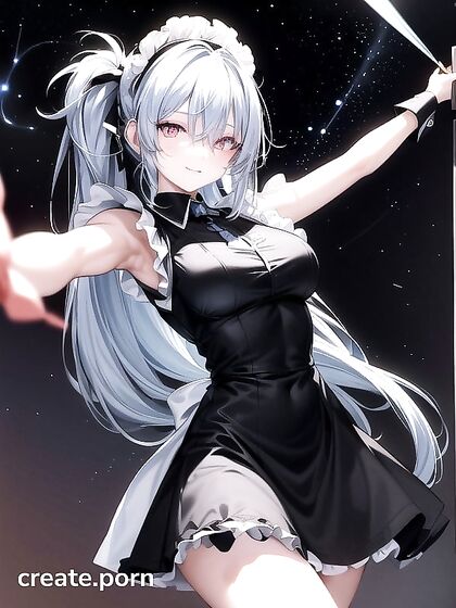 Spinning Dance Girl 18+ with Sky Blue Hair Under the Starry Sky in NSFW Hentai Action
