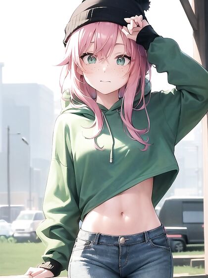 Green-clad Cutie in Stockings and Beanie Nails Wild Hentai Action