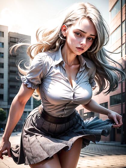 Woman Levitates in Short Skirt, Breezy Winds Reveal All in Sultry Hentai Scene