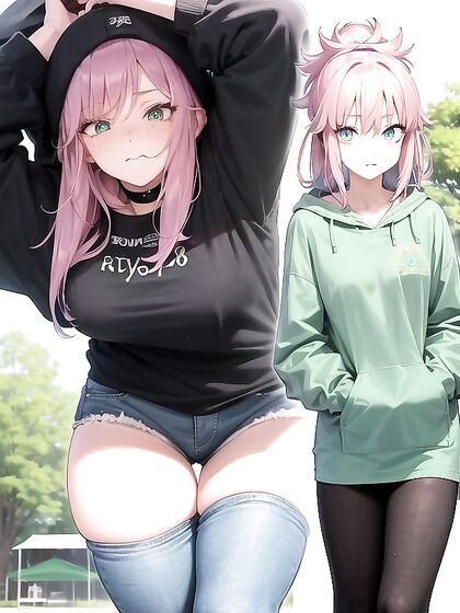 Teen 18+ in Pastel-Colored Oversized T-Shirt Exploring hentai Pleasures