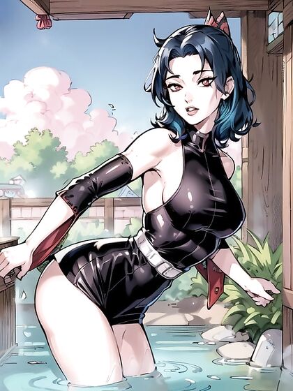 Nighttime hentai fantasy with spread legs and tantalizing waist shots
