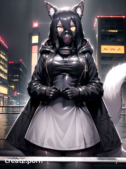 Nighttime hentai fantasy: Black-Hooded Beauty in Long Coat Gets Intimate Waisted Shots