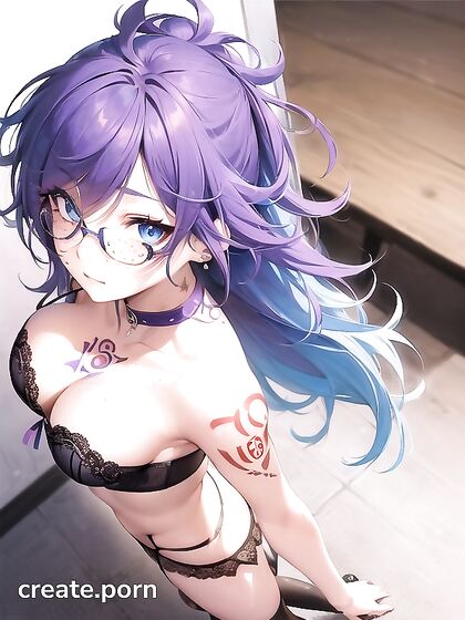 Mischievous Smile and Blush WhileGrabbingBoobs in Hentai Selfies