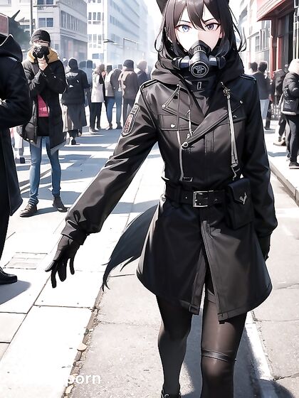 Hooded Coat Waif shot Anime Beauty Takes On The Attack Black Big Bad Wolf Hentai