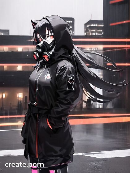 Rasty in Black Hooded Coat Wields Big Revolver for Steamy Waist-Shot hentai Action