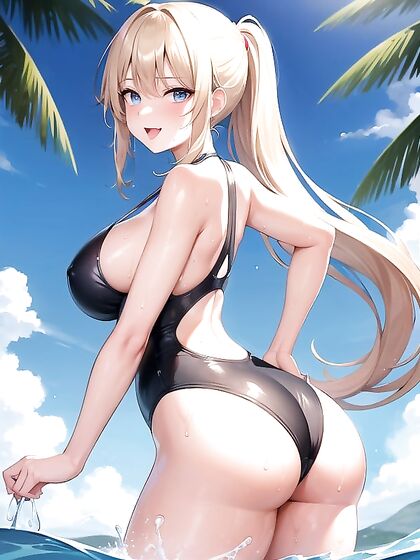 Blue-Eyed Beauty Stares at You in Seductive HentaiIllustration