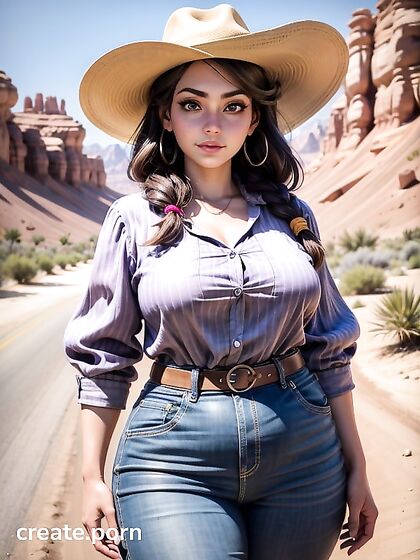 voluptuous CowGirl 18+ in a Flirty Skirt Rides into Wild West Hentai Ecstasy