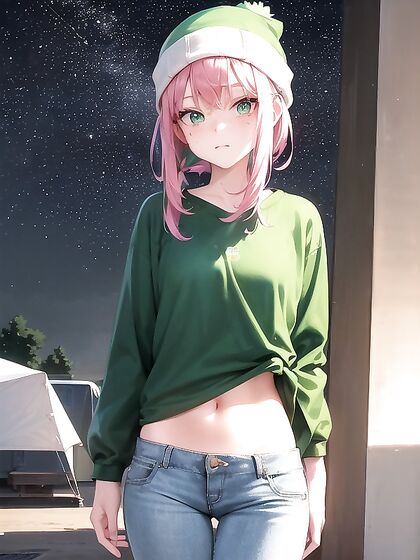 Embarrassed Girl 18+ with Green and Glowing Eyes in Seductive Hentai Scenes