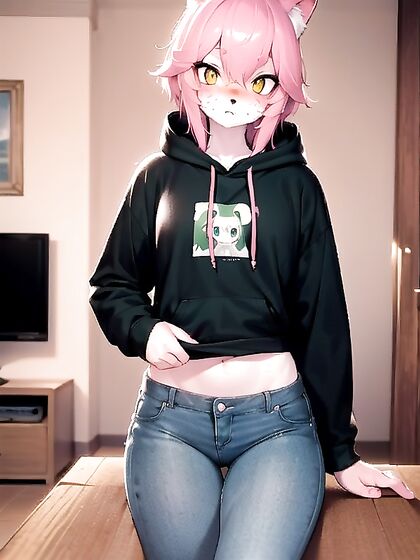 Pink-Haired Babe in Oversized T-Shirt Seduces the Night in Hentai Passion