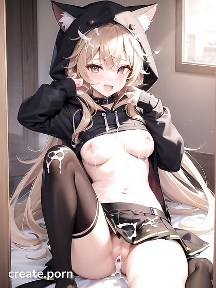 Cum Shot Splatter on Her Face in Front View Cloth Fetish Hentai Action
