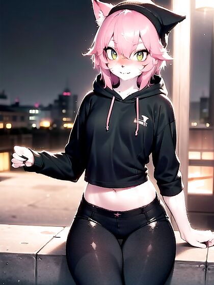 Furry Beanie with Light Brown Skin Enjoying Intense Hentai Pleasure