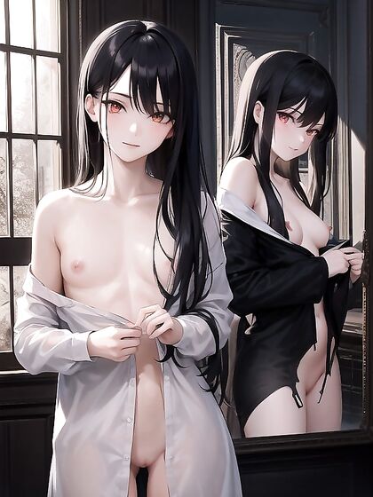 Vampire with Glowing Eyes Smirks Seductively in Steamy Hentai Action