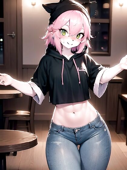 Pink-Haired Chick in Hoodie and Jeans Nails It in Hentai Action