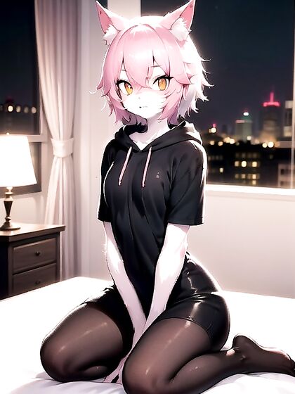 Glowing-Eyed Teen 18+ with Small Breasts in Seductive Hentai Action