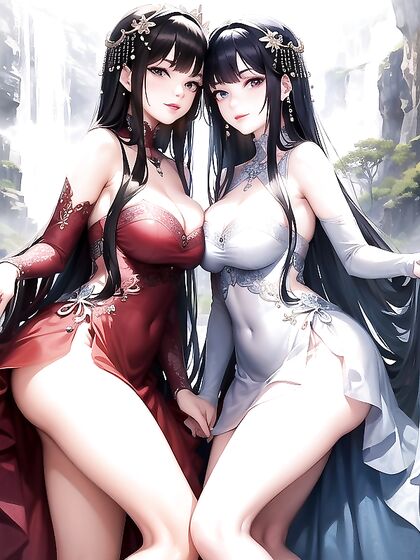 Intimate Lips Nearly Touching in a Provocative Waist-Shot Hentai Scene