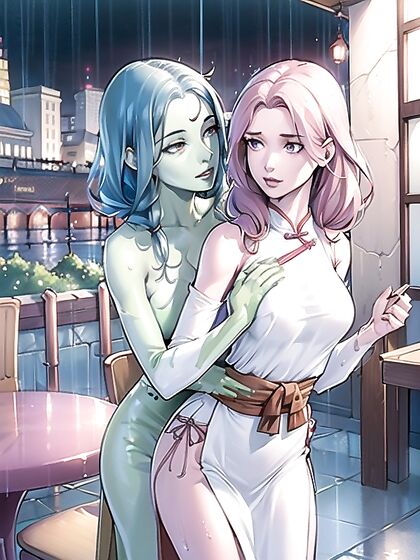 Green-Skinned Beauty Enjoys Thick Cock in Midnight hentai Fantasy