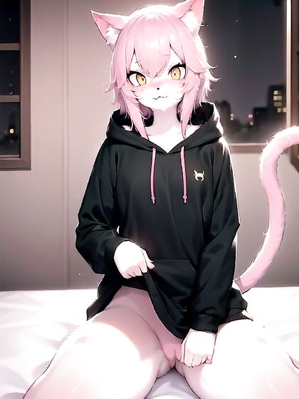 Furry with Short Hair and Green Eyes Enjoying Intense Hentai Pleasure