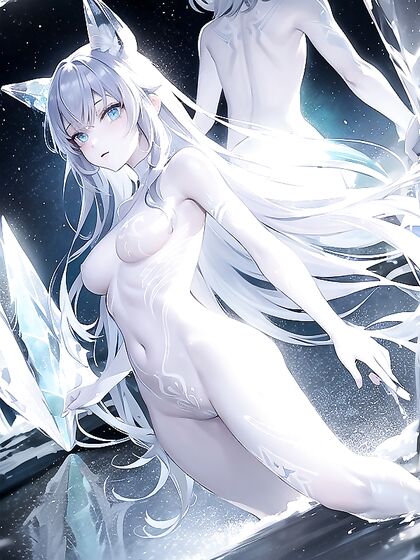 Graceful Snow Spirit Skates on Clear Ice Lake for Seductive Full Body Hentai Pleasure