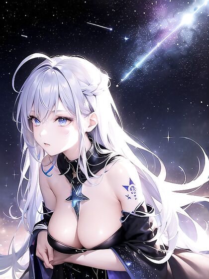 Celestial Mage with Glowing Constellation Facial Tattoos in Seductive SIDE VIEW HentaiScene