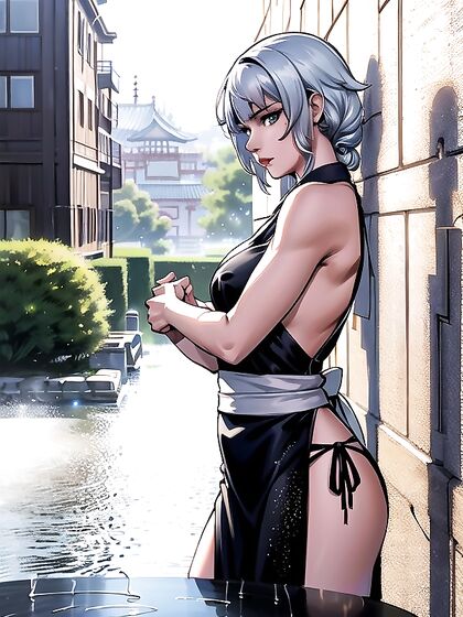 Sexy Blonde with Light Blue Hair Enjoying Intense Nighttime Hentai Action