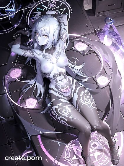 Pale-Skinned Beauty with Extra Legs and Celtic Tattoos in Seductive Hentai Action