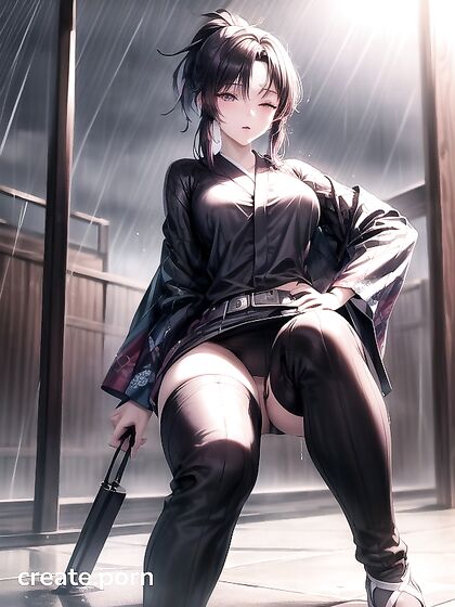 Ponytailed Beauty in Kimono Explodes with Hentai Pleasure