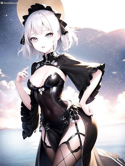 Kaguya Luna Wears Long Dress, Shows Off Tiny 18+ Ass in Hentai AI Image