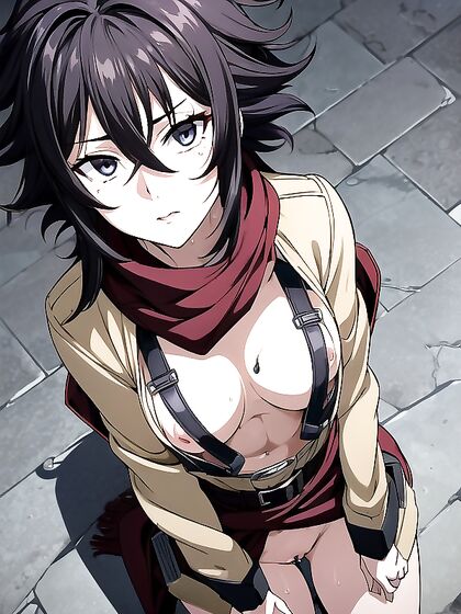 Horny Mikasa Ackerman Drenched in Sweat for Intense Hentai Pleasure