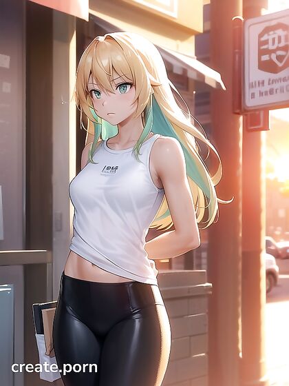 Sunny with Light Blue Hair EnjoyingMedium Breasts in Seductive Hentai AI Image
