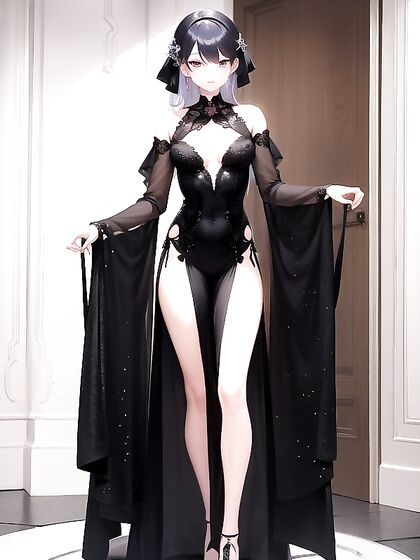Cute Boy 18+ Wears Sexy Lady’s Evening Dress for Steamy Hentai AI Image