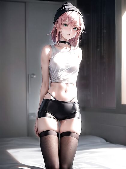 Wearing Extra Large Hoodie and Beanie for Sexy Fit Hentai AI Image