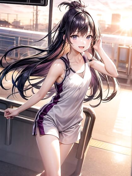 Small Breasted Purple-Haired Beauty Takes On Solo Hentai Pleasure