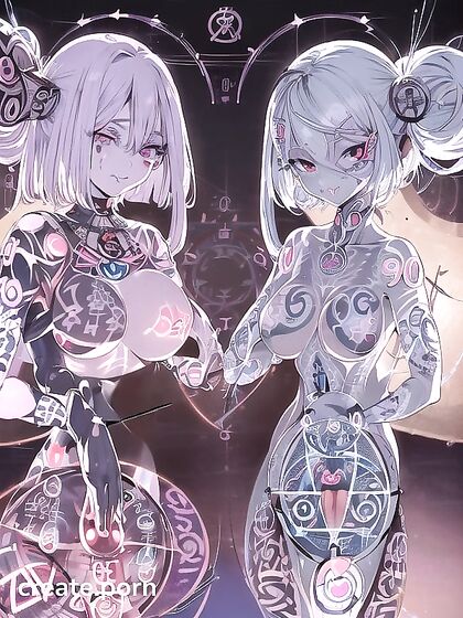 Expressive-Eyed Twins with Perfect Faces in Seductive Hentai AI Image