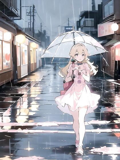 Rain-Slicked City Nights - Towers Twinkle in the Distance for steamy Hentai Adventures