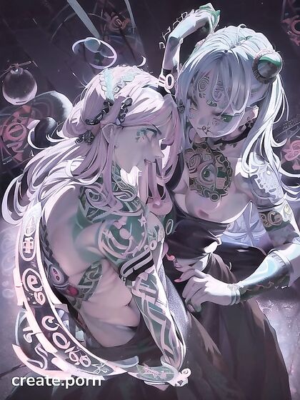 True Twin Girl 18+s with Electrifying Circuit Tattoos Exploring Extraordinary Leg Image