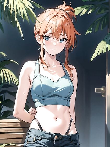Bikini Babe Standing Proud in Thick-Line Hentai AI Image