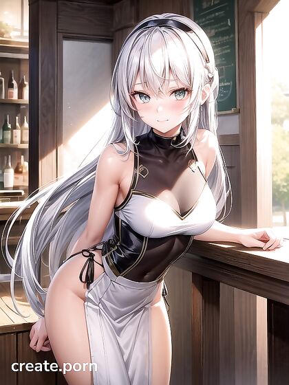 Green-Eyed Beauty Enjoying Casual Fun in hentai Hentai AI Image
