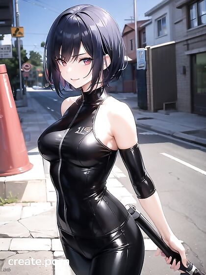 Solo Smiling Beauty Leans into Sensual Hentai Pleasure