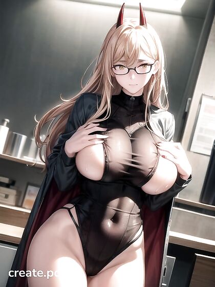 Gorgeous Woman with Perfect Fingers Wearing Glasses in Seductive Hentai AI Image