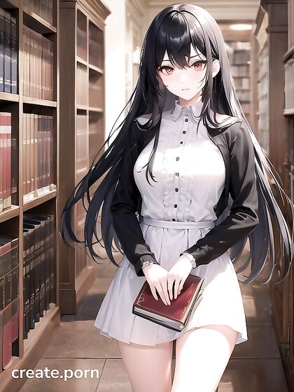 Mysterious Black-Haired Witch with Red Eyes Casting Spells in Hot Hentai AI Image