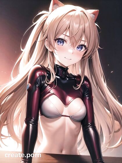 Blushing Asuka Enjoys Mischievous Fun in Soft Pastel Hentai AI Image