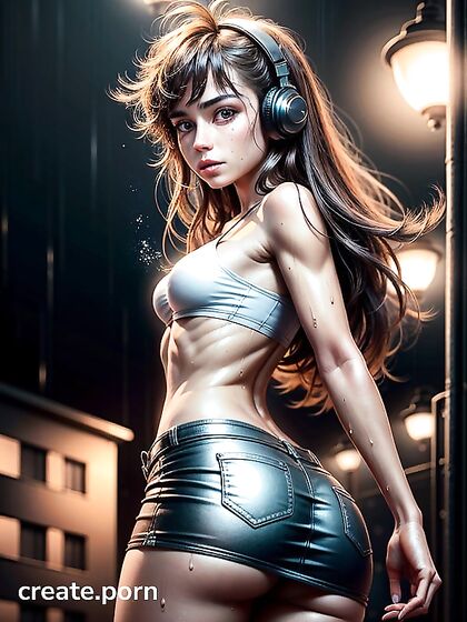 Blushing Cutie with Tiny 18+ Tits Teased in Mini Skirt for Hot Hentai AI Image