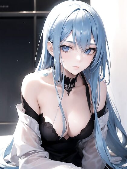 Tall Man with Light Blue Hair Gets Wild in Skinny Hentai AI Image