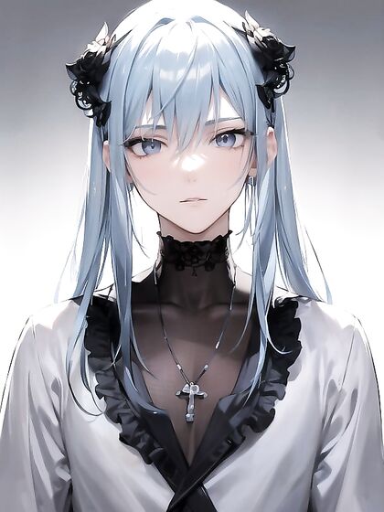 Tall Skinny Guy with Light Blue Hair Gets Wild in Hentai AI Image