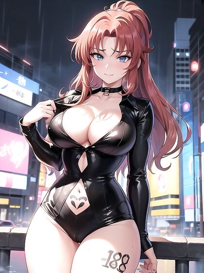 Sweaty Brown-Eyed Beauty in Mind-Warping Sci-Fi Hentai AI Image