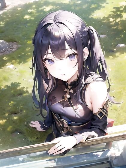 Mona Megistus Takes Hard Impacts in Intense Top-Down Hentai AI Image