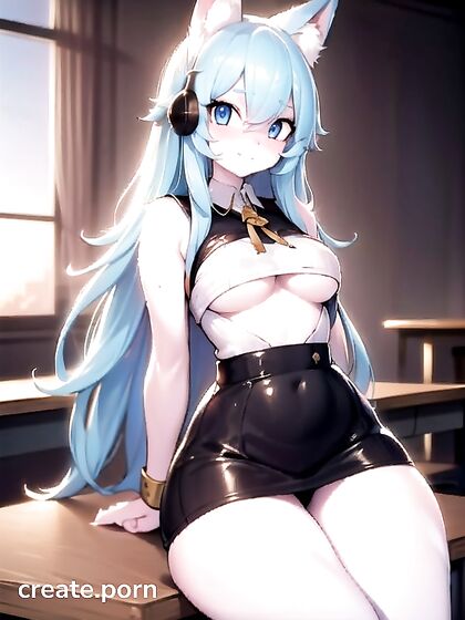 with Blue and Glowing Eyes Seduces in Steamy Hentai AI Image