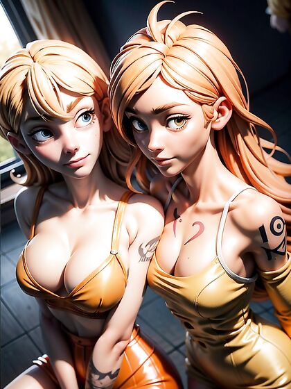 Huge-Ass Harem Fantasy with Seductive Brown-Eyed Beauties in Hentai AI Image